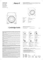 Cambridge Audio Aero 9 - Installation Guide 